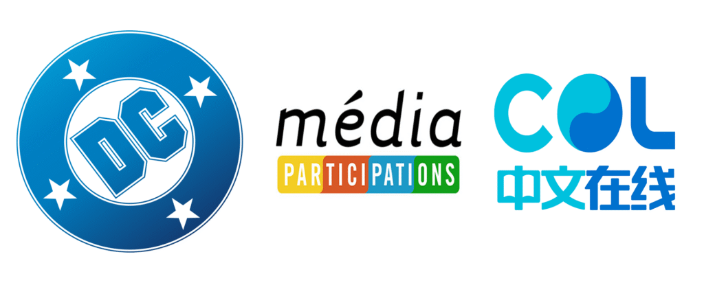 Promotional banner announcing Zebra Comics partnership with Col Group, DC Comics and Media Participations